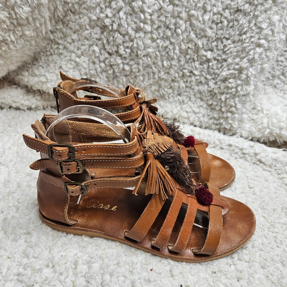 Anthropologie Matisse Leather Tasseled Gladiator‎ Sandals sz 6